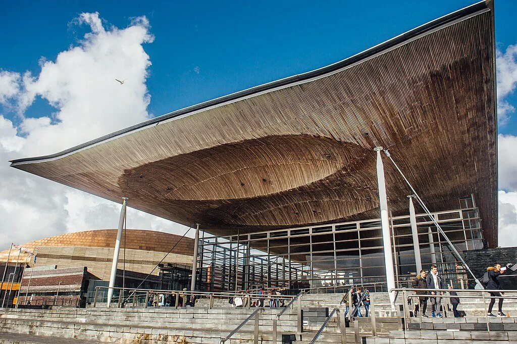 exterior image of the welsh senedd building