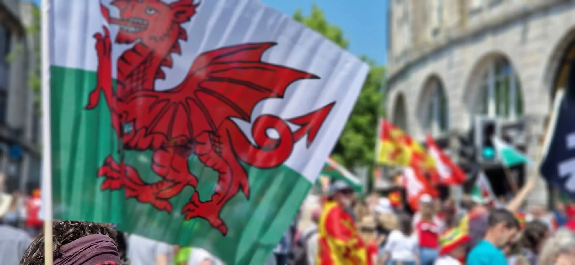 a flying welsh flag